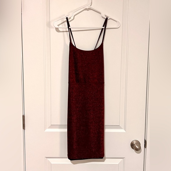 Red Sparkle Glitter Holiday Party Dress - Size S - Picture 1 of 5